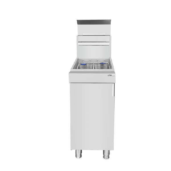 Friteuse gaz propane sur pieds 21 L - 26,4 kW - 3 brûleurs 2 paniers - Unninox