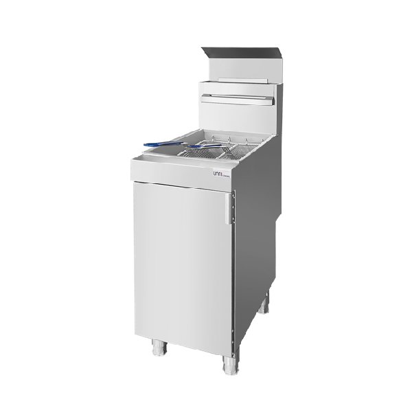 Friteuse gaz naturel sur pieds 21 L - 26,4 kW - 3 brûleurs 2 paniers - Unninox