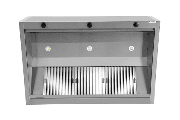 Hotte à induction avec compensation d'air - L 2000 x P 1300 x H 550 mm - 3 filtres - Unninox