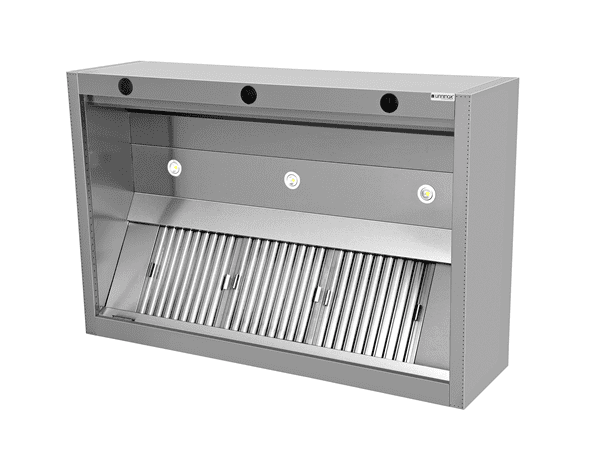 Hotte à induction avec compensation d'air - L 2000 x P 1300 x H 550 mm - 3 filtres - Unninox