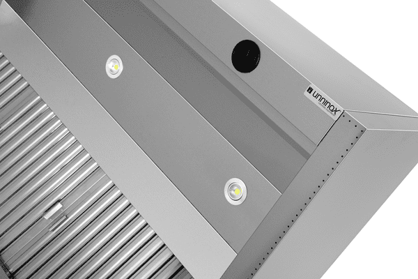 Hotte à induction avec compensation d'air - L 3500 x P 1300 x H 550 mm - 6 filtres - Unninox