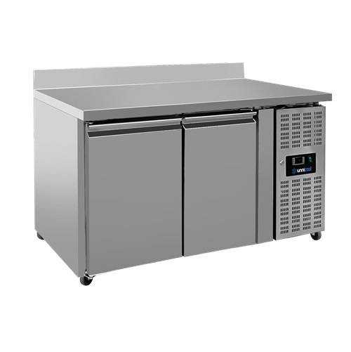 Table réfrigérée positive 2 portes GN 1/1 282 L avec dosseret - L 1360 x P 700 x H 850 mm - Unninox