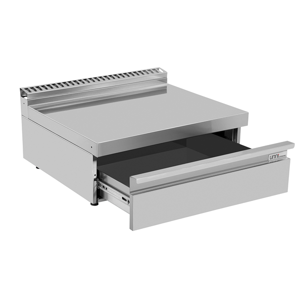 Élément neutre inox à poser avec tiroir - L 800 x P 700 x H 300 mm - Unninox