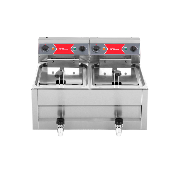 Friteuse électrique à poser 2 x 10 L - 2 x 9 kW 400 V - L 700 x P 650 x H 410 mm - Unninox