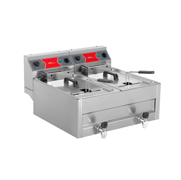 Friteuse électrique à poser 2 x 10 L - 2 x 9 kW 400 V - L 700 x P 650 x H 410 mm - Unninox