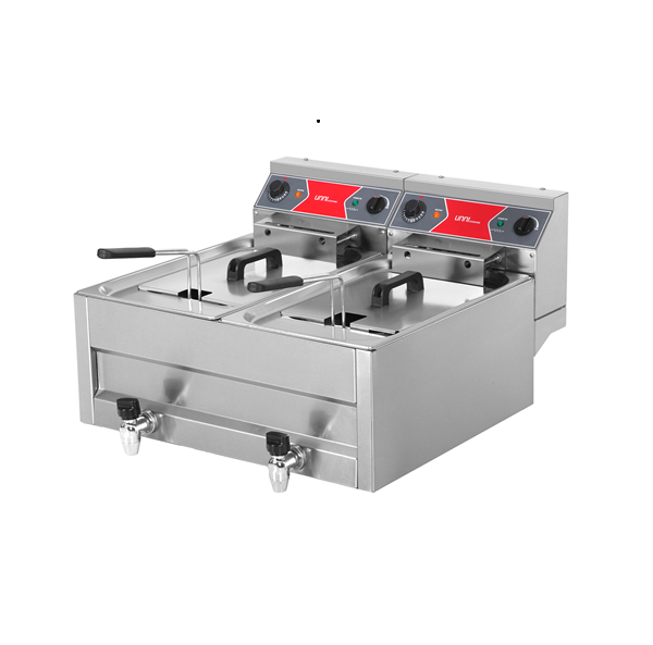 Friteuse électrique à poser 2 x 10 L - 2 x 9 kW 400 V - L 700 x P 650 x H 410 mm - Unninox
