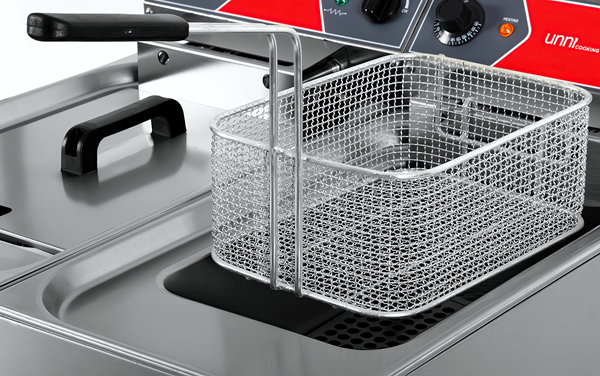 Friteuse électrique sur pieds 2 x 10 L - 2 x 9 kW 400 V - L 650 x P 650 x H 850 mm - Unninox
