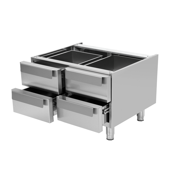 Élément neutre inox soubassement avec tiroirs - L 800 x P 700 x H 600 mm - Unninox