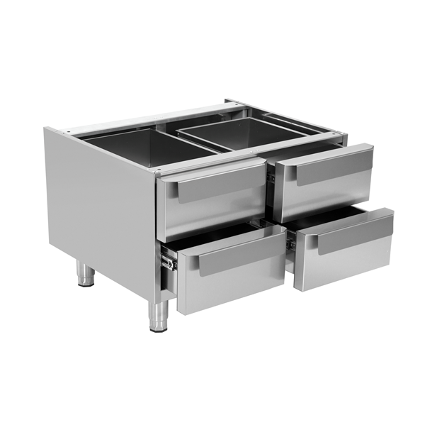 Élément neutre inox soubassement avec tiroirs - L 800 x P 700 x H 600 mm - Unninox