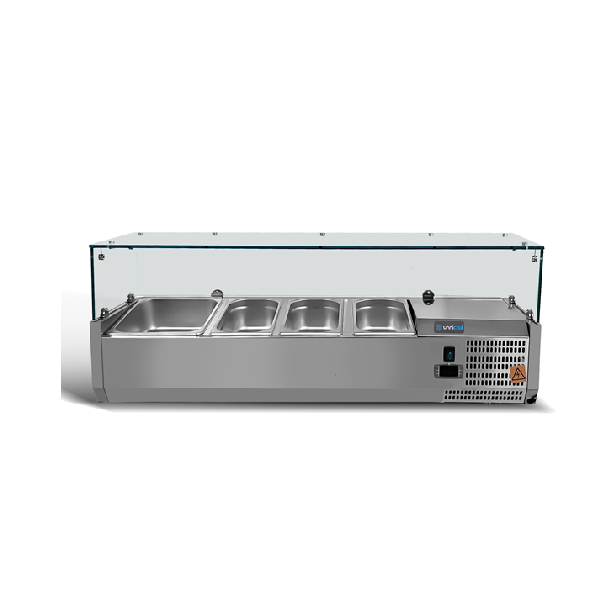 Vitrine réfrigérée à poser 2 x GN 1/3 + 1 x GN 1/2 - L 1000 x P 395 x H 435 mm - Unninox