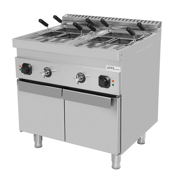 Cuiseur à pâtes électrique sur meuble 2 cuves 18 L - 18 kW - 400 V - L 800 x P 700 x H 850 mm - Unninox