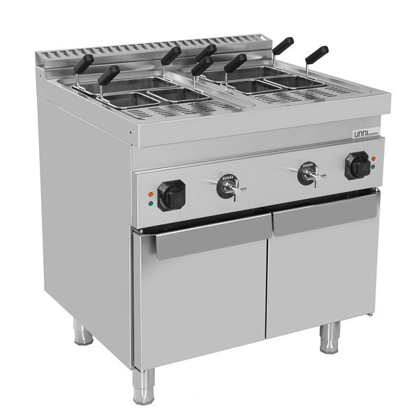 Cuiseur à pâtes électrique sur meuble 2 cuves 18 L - 18 kW - 400 V - L 800 x P 700 x H 850 mm - Unninox