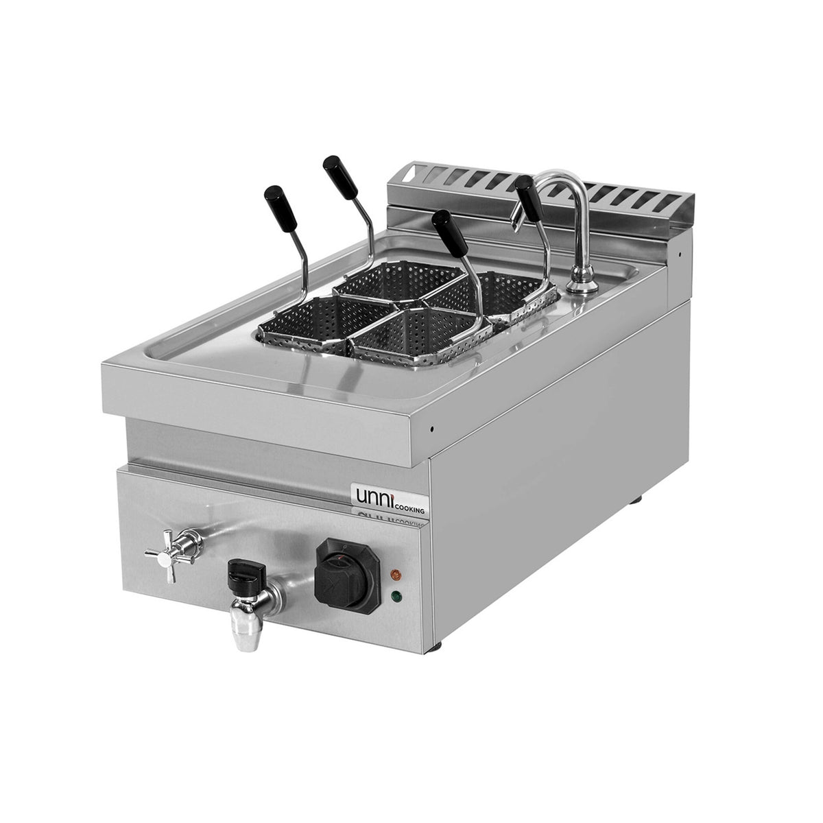 Cuiseur à pâtes électrique à poser 1 cuve 12 L - 9 kW - 400 V - L 400 x P 700 x H 300 mm - Unninox