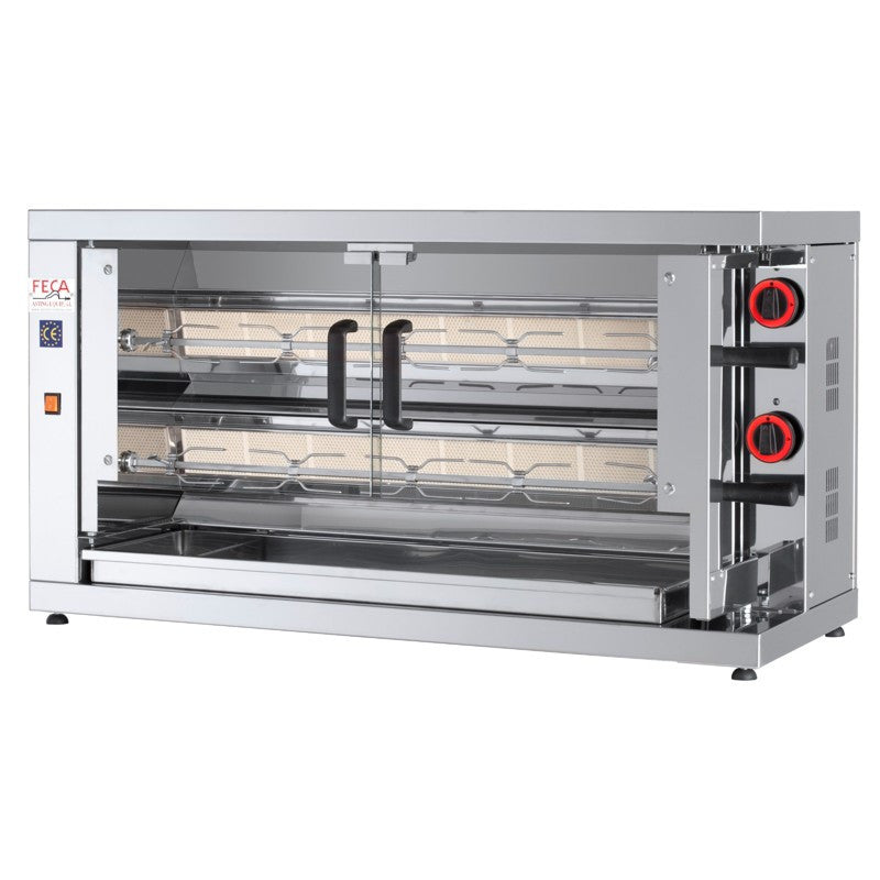 Rôtissoire gaz 12 poulets - 2 broches - 210 EKO 10 L 13 kW Feca - Rôtissoire à gaz professionnel CHR - matériel cuisine pro - Cuistéo