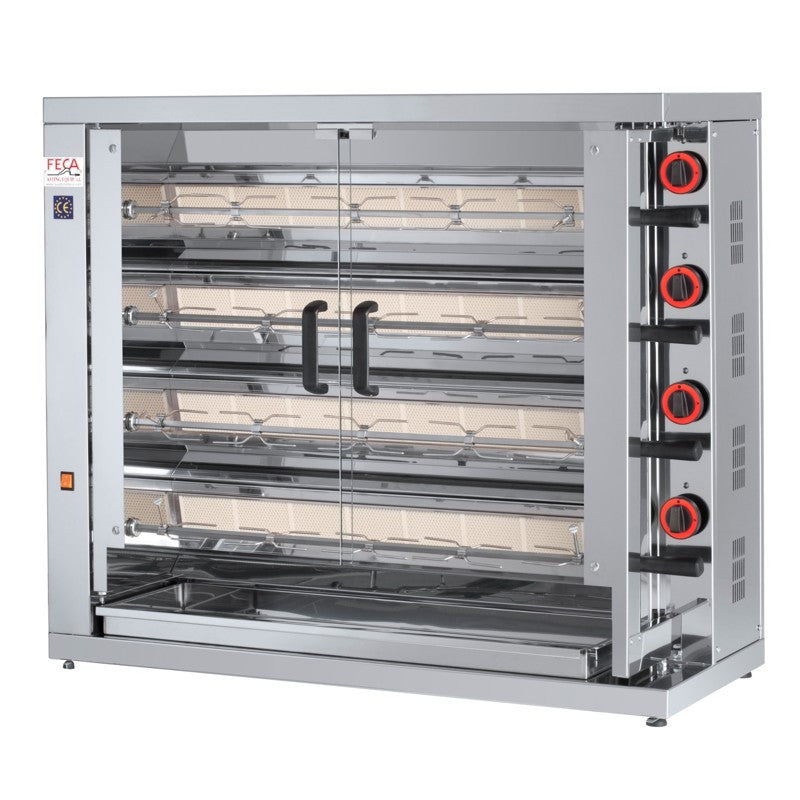 Rôtissoire gaz 24 poulets - 4 broches - 26 000 Kcal/h - 420 EKO 20 L 26 kW Feca - Rôtissoire à gaz professionnel CHR - matériel cuisine pro - Cuistéo