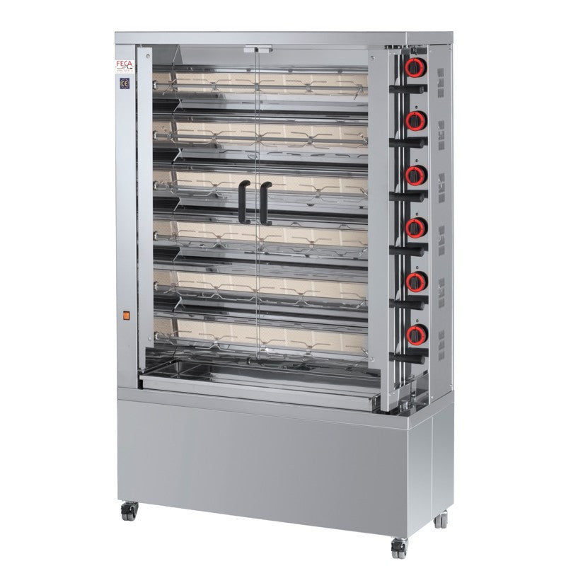 Rôtissoire gaz 36 poulets - 6 broches - 40 000 Kcal/h - 630 EKO 30 L 40 W Feca - Rôtissoire à gaz professionnel CHR - matériel cuisine pro - Cuistéo