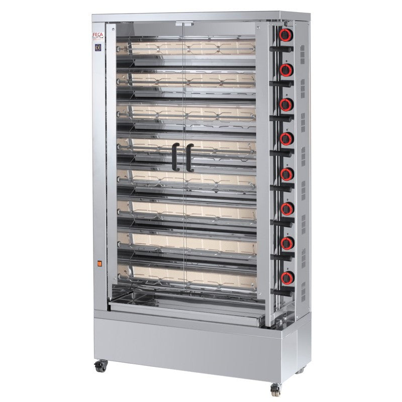 Rôtissoire gaz 48 poulets - 8 broches - 53 000 Kcal/h - 840 EKO 40 L 53 W Feca - Rôtissoire à gaz professionnel CHR - matériel cuisine pro - Cuistéo