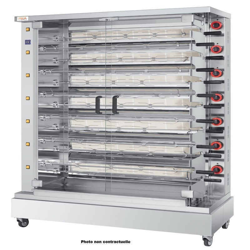 Rôtissoire gaz 66 poulets - 11 broches - 40 000 Kcal/h - IND 11 66 L 40 W Feca - Rôtissoire à gaz professionnel CHR - matériel cuisine pro - Cuistéo