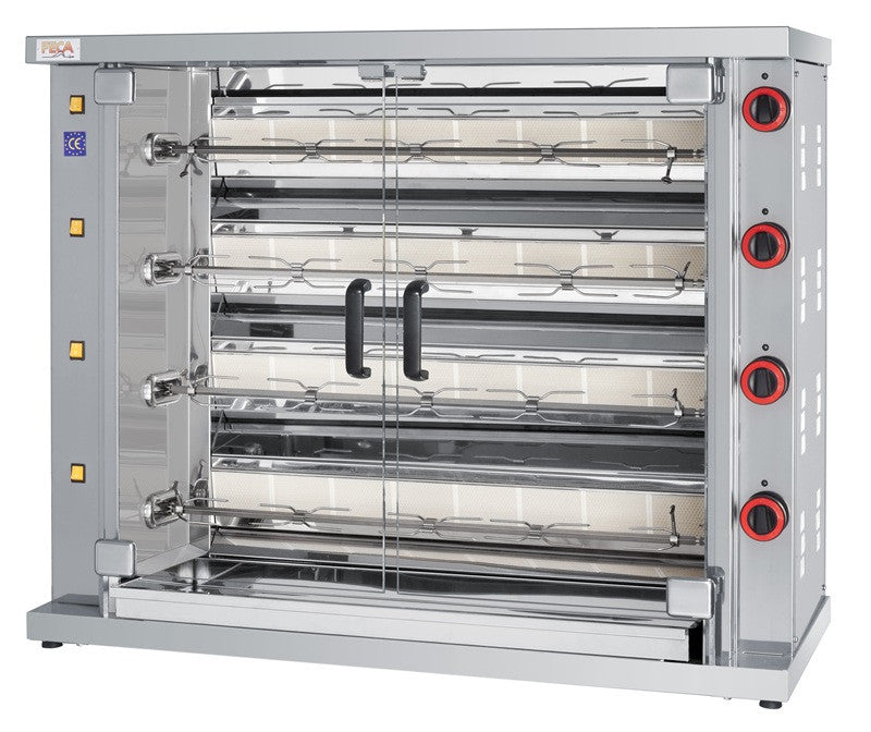 Rôtissoire gaz infrarouge - 24 poulets - 4 broches - Industrielle - DESIN 4 24 L 26 kW Feca - Rôtissoire à gaz professionnel CHR - matériel cuisine pro - Cuistéo