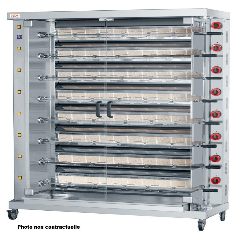 Rôtissoire gaz infrarouge 32 poulets - 4 broches - INDESXL 4 28 L 40 W Feca - Rôtissoire à gaz professionnel CHR - matériel cuisine pro - Cuistéo