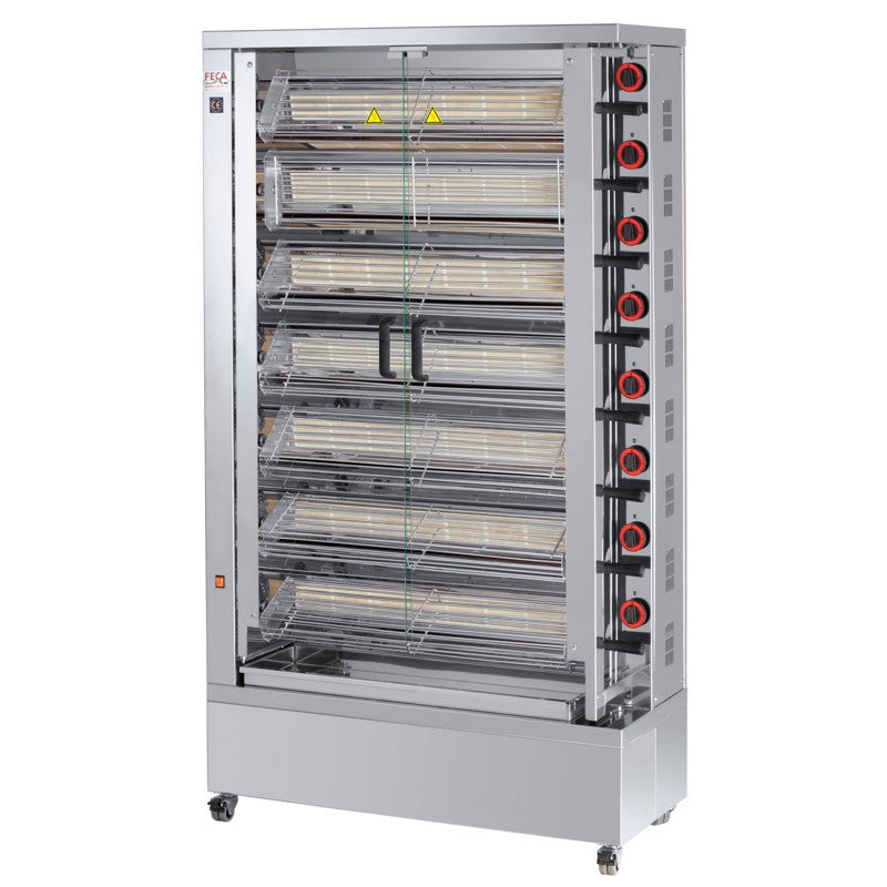 Rôtissoire gaz vertical - 7 grilles pour poulets crapaudine - 735 EKO 81.2 L 46 W Feca - Rôtissoire à gaz professionnel CHR - matériel cuisine pro - Cuistéo