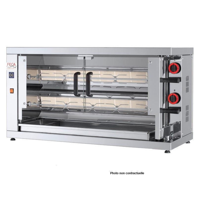 Rôtissoire vitrocéramique 12 poulets - 2 broches - 210 EKO-V 10 L 8.4 kW Feca - Rôtissoire électrique professionnel CHR - matériel cuisine pro - Cuistéo
