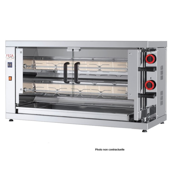 Rôtissoire vitrocéramique 12 poulets - 2 broches - 210 EKO-V 10 L 8.4 kW Feca - Rôtissoire électrique professionnel CHR - matériel cuisine pro - Cuistéo