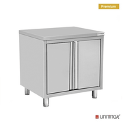 Meuble bas inox 2 portes sans dosseret - L 700 x P 700 x H 850 mm - Unninox