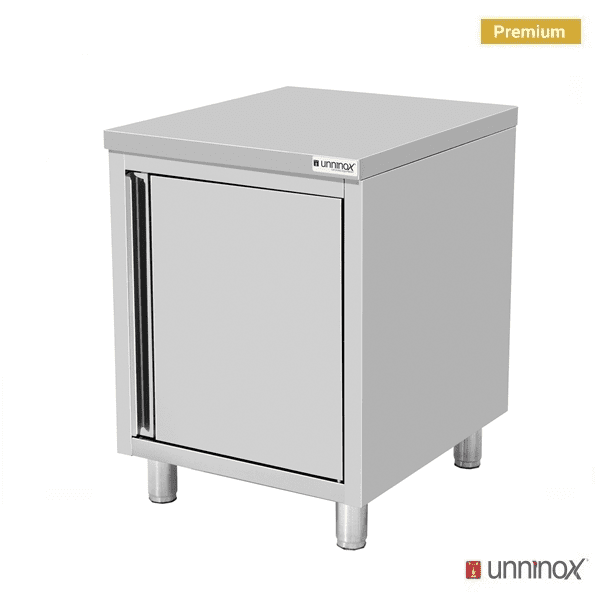 Meuble bas inox 1 porte sans dosseret - L 500 x P 700 x H 850 mm - Unninox