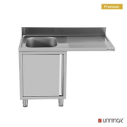 Meuble plonge inox avec emplacement lave-vaisselle - 1 bac à gauche - L 1200 x P 700 x H 850 mm - Unninox