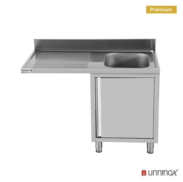 Meuble plonge inox avec emplacement lave-vaisselle - 1 bac à droite - L 1200 x P 700 x H 850 mm - Unninox