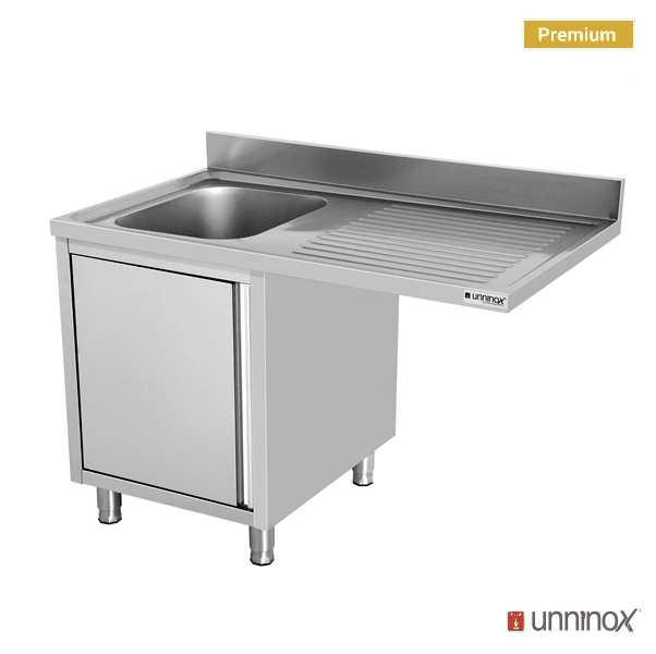 Meuble plonge inox avec emplacement lave-vaisselle - 1 bac à gauche - L 1200 x P 700 x H 850 mm - Unninox