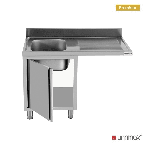 Meuble plonge inox avec emplacement lave-vaisselle - 1 bac à gauche - L 1400 x P 700 x H 850 mm - Unninox