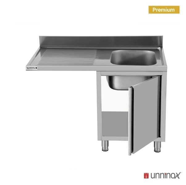 Meuble plonge inox avec emplacement lave-vaisselle - 1 bac à droite - L 1200 x P 700 x H 850 mm - Unninox