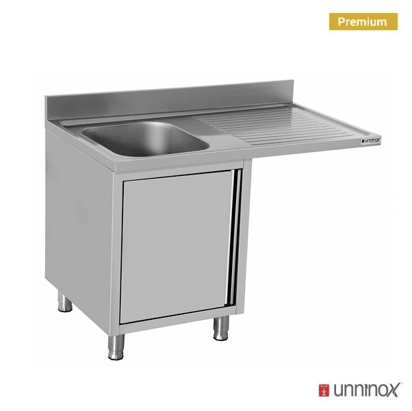 Meuble plonge inox avec emplacement lave-vaisselle - 1 bac à gauche - L 1200 x P 700 x H 850 mm - Unninox