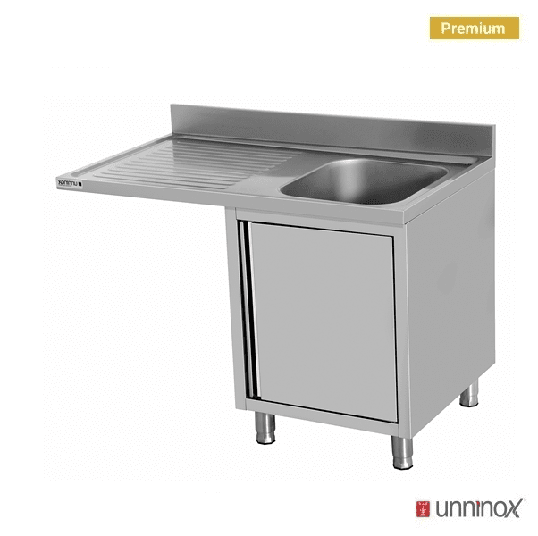 Meuble plonge inox avec emplacement lave-vaisselle - 1 bac à droite - L 1200 x P 700 x H 850 mm - Unninox