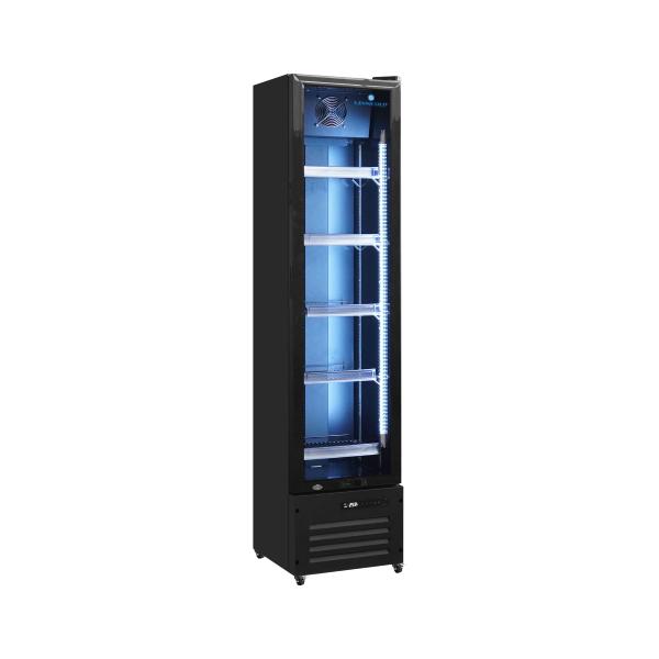Armoire à boissons vitrée slim 1 porte - 164 L - 0 à +10 °C - L 420 x P 485 x H 1900 mm - Unninox