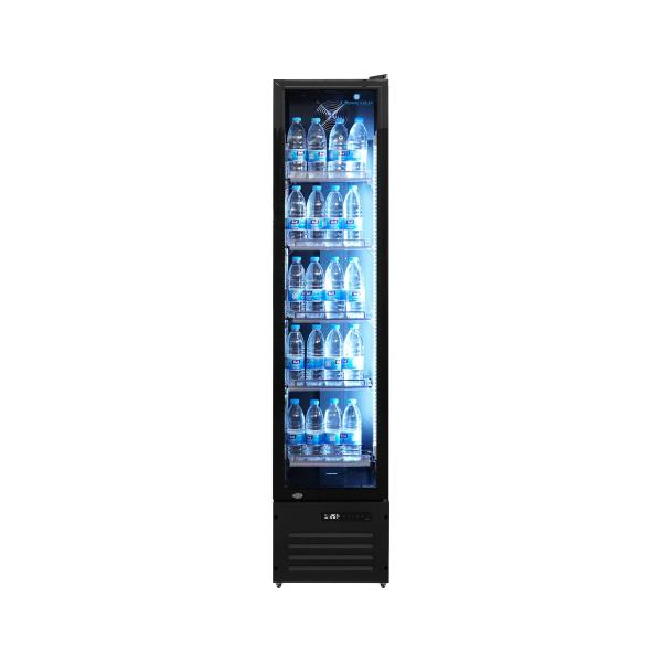 Armoire à boissons vitrée slim 1 porte - 164 L - 0 à +10 °C - L 420 x P 485 x H 1900 mm - Unninox