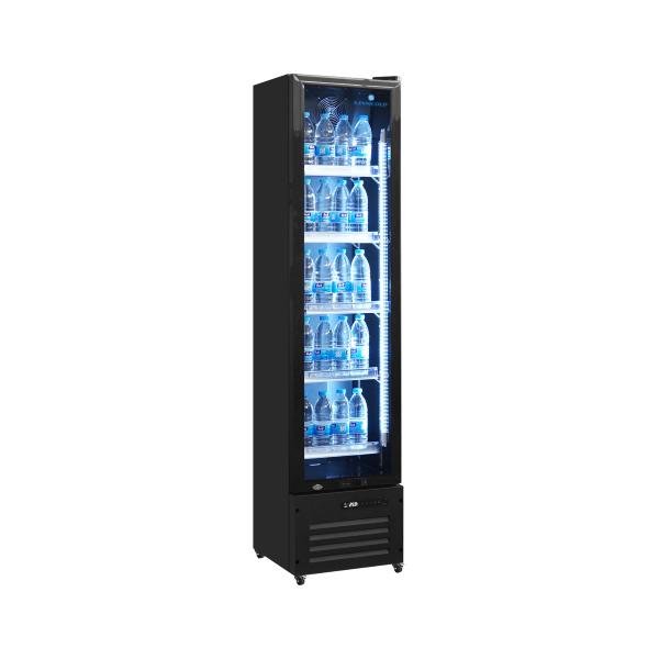 Armoire à boissons vitrée slim 1 porte - 164 L - 0 à +10 °C - L 420 x P 485 x H 1900 mm - Unninox