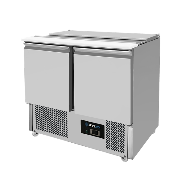 Saladette réfrigérée Compact Line - 2 portes - 230 L - 2 x GN 1/1 - L 900 x P 700 x H 870 mm - Unninox