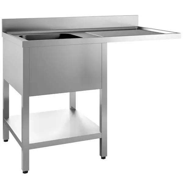 Plonge inox avec emplacement lave-vaisselle - 1 bac à gauche - égouttoir à droite - L 1400 x P 700 x H 850 mm - Unninox