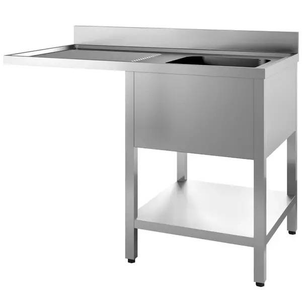 Plonge inox soudée avec emplacement lave-vaisselle - 1 bac à droite - L 1200 x P 700 x H 850 mm - Unninox