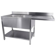 Plonge inox avec emplacement lave-vaisselle - 2 bacs à gauche - égouttoir à droite - L 1600 x P 700 x H 850 mm - Unninox
