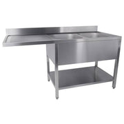 Plonge inox 2 bacs à droite avec emplacement lave-vaisselle - L 1600 x P 700 x H 850 mm - à monter - Unninox