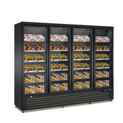 Congélateur vitré 4 portes - 2248 L - de -15 à -18 °C - 20 clayettes - L 2508 x P 710 x H 2003 mm - Unninox