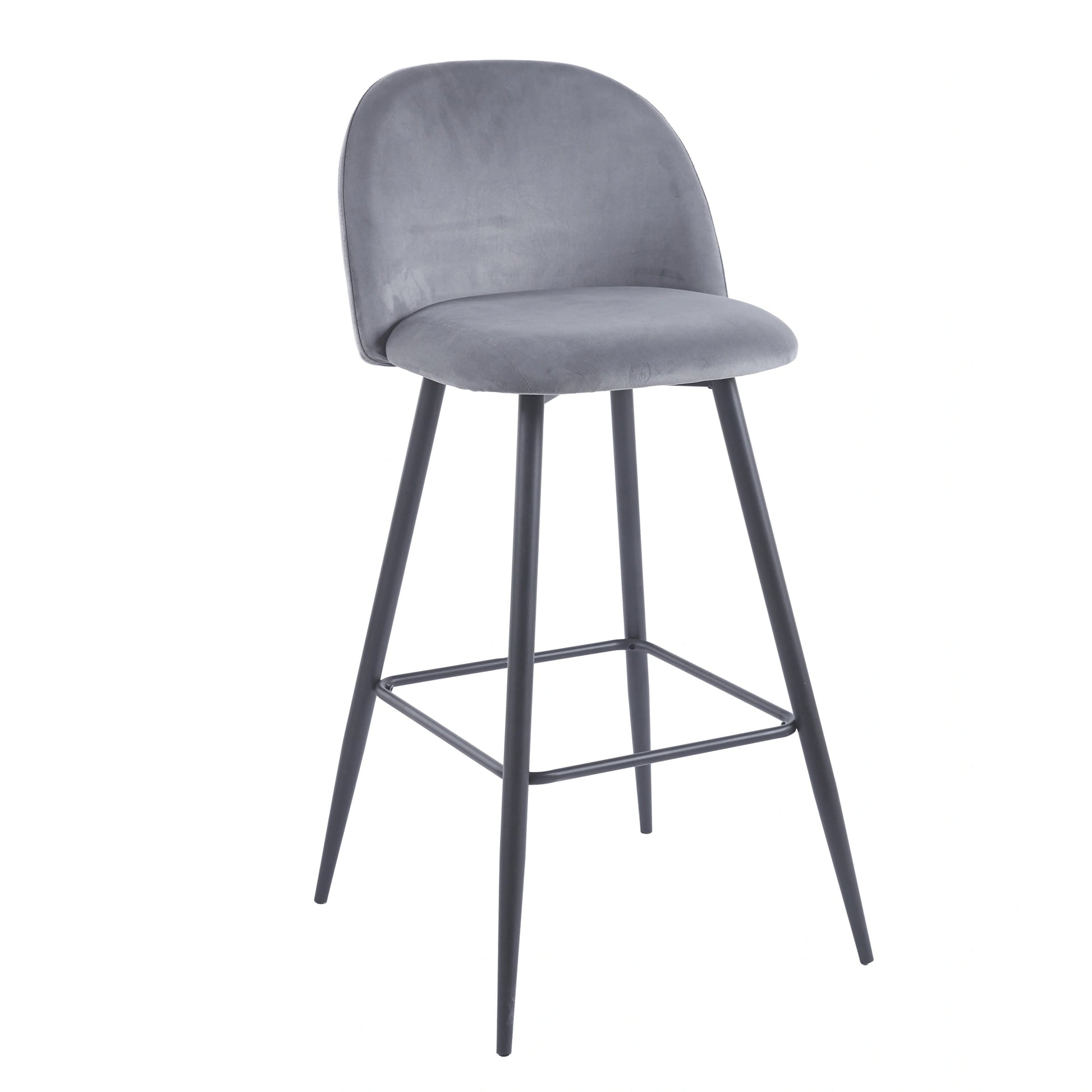 Tabouret YUMI Velours - Gris - Madrid Mobiliario