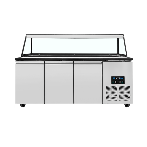 Saladette réfrigérée ventilée - 5 x GN 1/1 - 0/+8 °C - L 1880 x P 820 x H 855 mm - Unninox