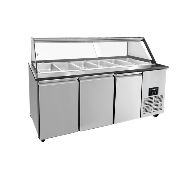 Saladette réfrigérée ventilée - 5 x GN 1/1 - 0/+8 °C - L 1880 x P 820 x H 855 mm - Unninox