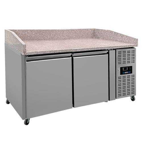Table réfrigérée pizza 2 portes - 390 L - EN 600 x 400 - +2 à +8 °C - L 1510 x P 800 x H 1000 mm - Unninox