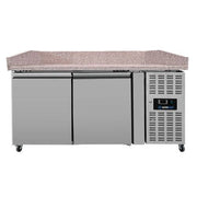 Table réfrigérée pizza 2 portes - 390 L - EN 600 x 400 - +2 à +8 °C - L 1510 x P 800 x H 1000 mm - Unninox